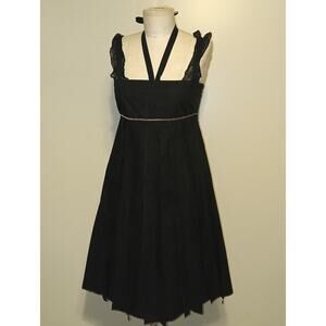 Sonia Rykiel Vintage Y2K Black & Gold Pleated Halter Neck Sleeveless Dress T36 4